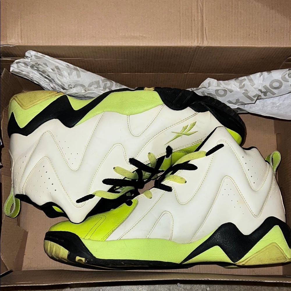 Reebok kamikaze Ii White and Neon Glow in the Dark Sneakers
